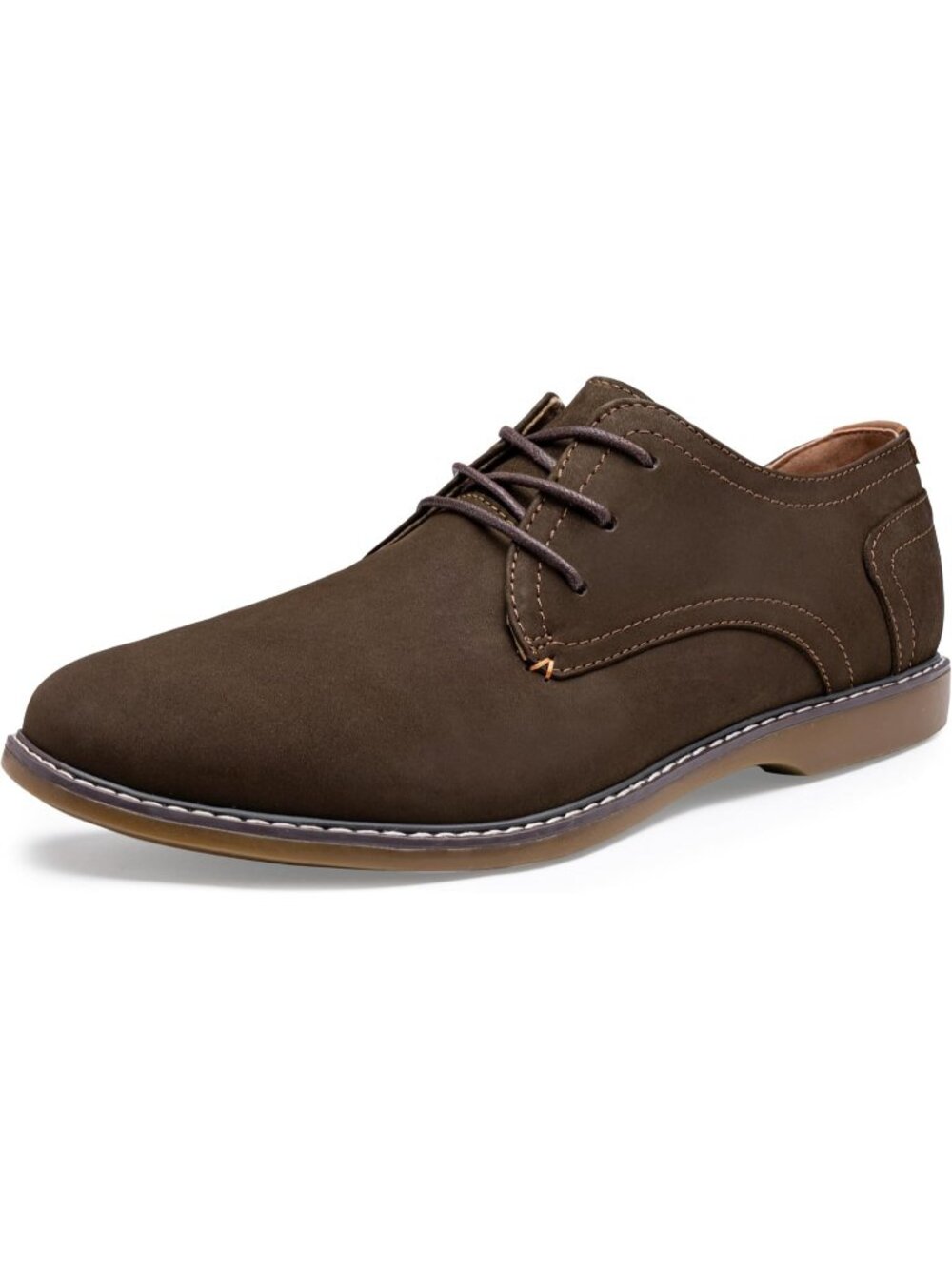 Men Leather Dark Brown 100% Synthetic Retro Oxfords Business Casual Dress Shoes